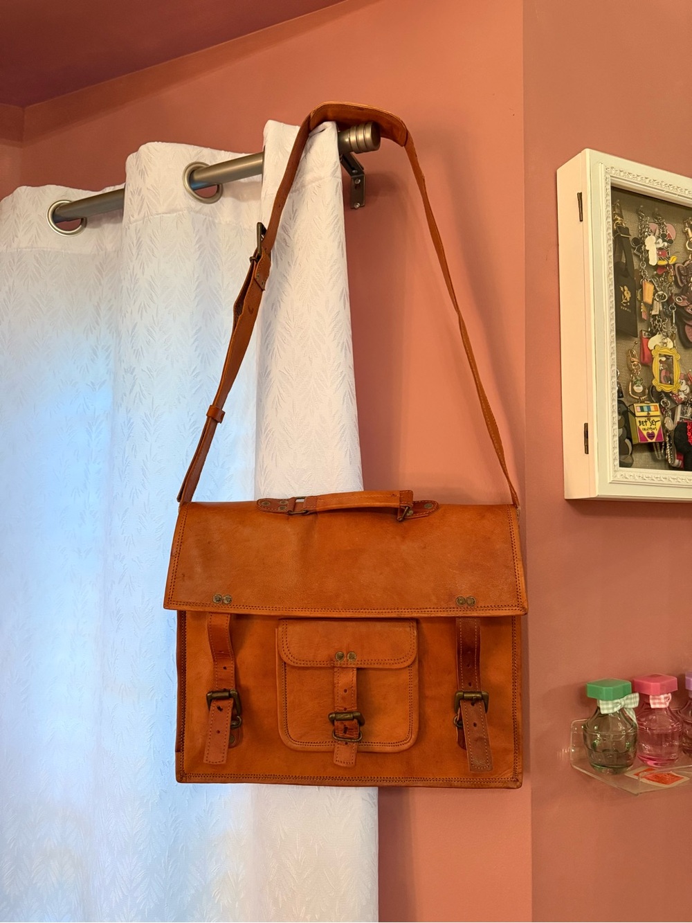 Vintage Leather Messenger Bag - Brown Shoulder Satchel